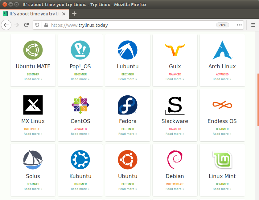 Many GNU/Linux operating systems displayed by they logos including Ubuntu,  Kubuntu, Guix, and more.